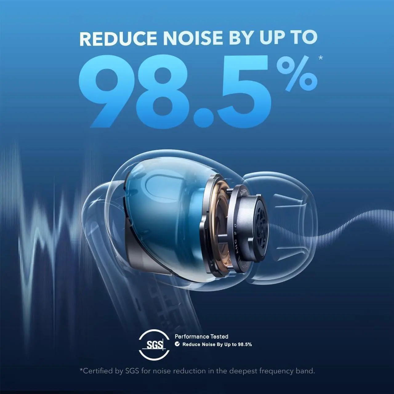 soundcore Liberty 5 NC Earbuds, 98.5% Noise Reduction, Adaptive Noise Cancelling, Hi-Res Sound, 50H Battery, Wireless Charging ,White