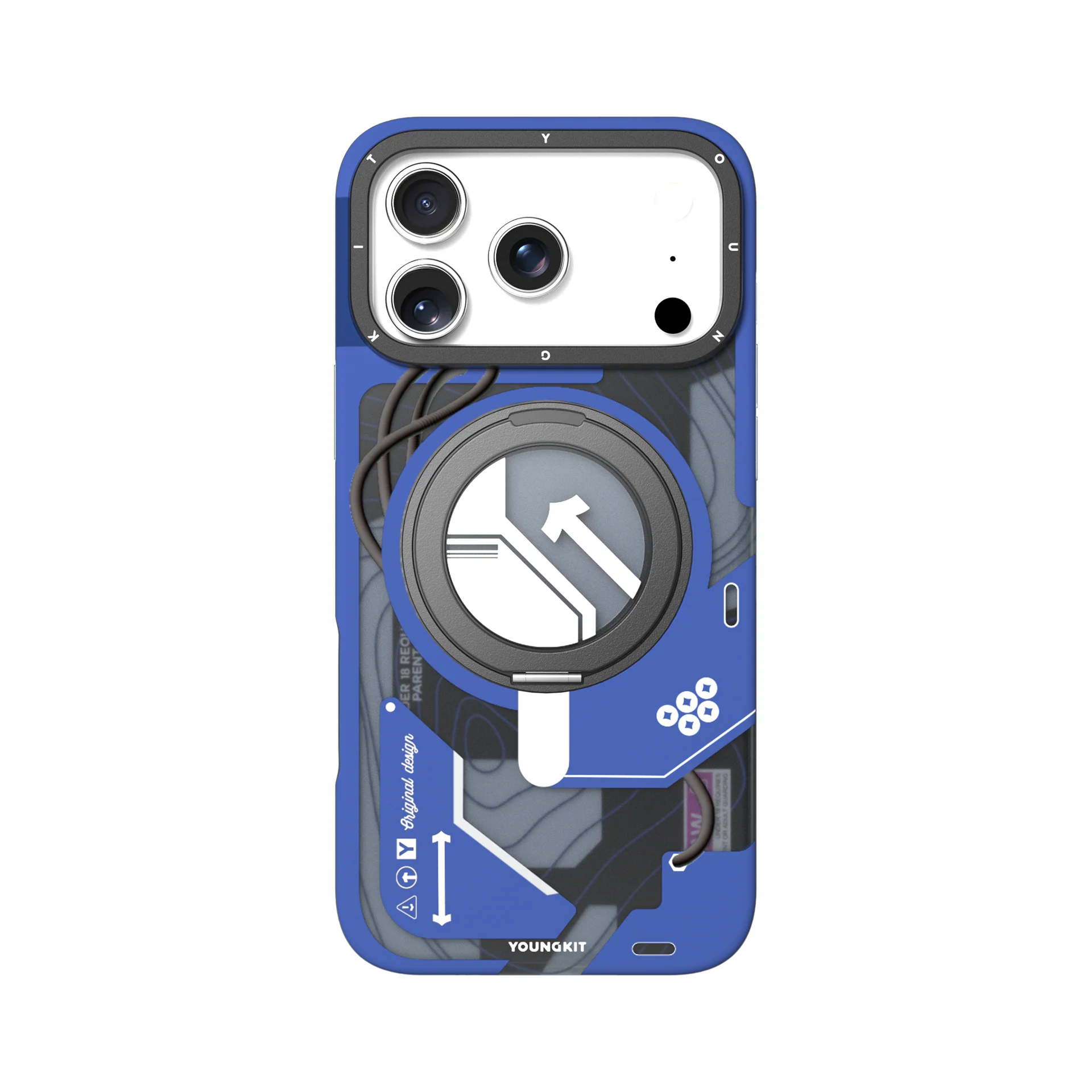 Blue Cyberpunk 360 Spin Magnetic Stand Case Fits iPhone Pro Max