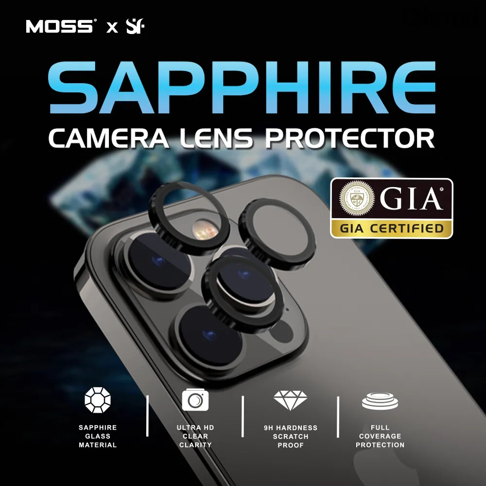QianxiBargain price MOSS Sapphire GIA Certified Camera Lens Cover Protector for iPhone 16 15 14 13 Pro Max / 16 15 14 Plus